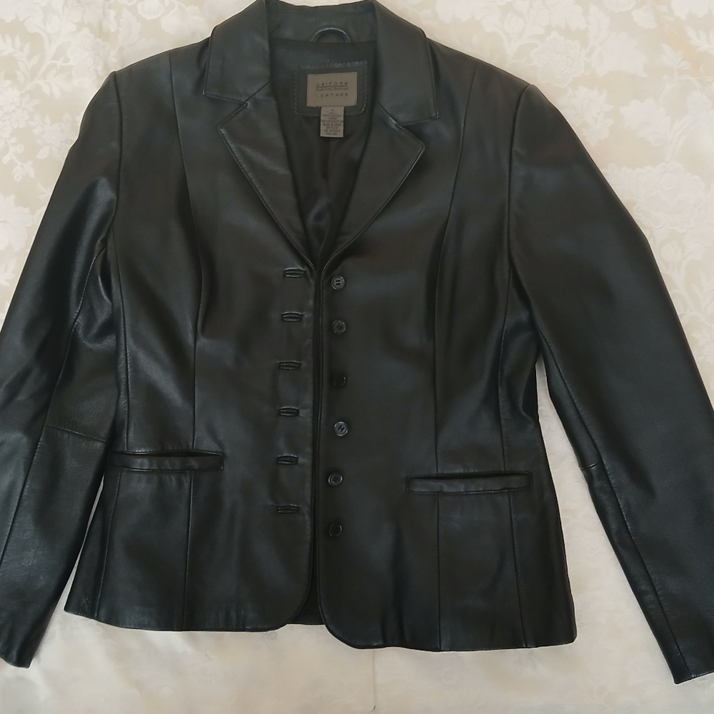 Uniform Jean Paul Richard 100% leather (shell) black fashion jacket